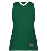 Augusta Ladies Match-Up Basketball Jersey 6888 DARK GREEN/WHITE Front
