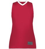 Augusta Ladies Match-Up Basketball Jersey 6888 SCARLET/WHITE Front