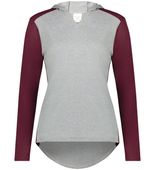 Augusta Ladies Gameday Vintage Hoodie 6902 GREY HEATHER/MAROON HEATHER Front