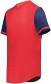Augusta Cutter+ Full Button Baseball Jersey 6909 SCARLET/NAVY Pocket