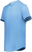 Augusta Cutter+ Full Button Baseball Jersey 6909 COLUMBIA BLUE/NAVY Pocket