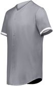Augusta Cutter+ Full Button Baseball Jersey 6909 GRAPHITE/WHITE Pocket