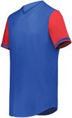 Augusta Cutter+ Full Button Baseball Jersey 6909 ROYAL/SCARLET Pocket