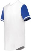 Augusta Cutter+ Full Button Baseball Jersey 6909 WHITE/ROYAL Pocket