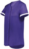 Augusta Girls Cutter+ Full Button Softball Jersey 6920 PURPLE/WHITE Pocket
