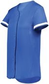 Augusta Girls Cutter+ Full Button Softball Jersey 6920 ROYAL/WHITE Pocket