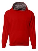 A4 Youth Sprint Fleece Hoodie Nb4279 SCARLET/GRAPHITE Front