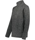 Holloway Ladies Alpine Sweater Fleece 1/4 Zip Pullover 223740 BLACK HEATHER Pocket