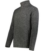 Holloway Alpine Sweater Fleece 1/4 Zip Pullover 223540 BLACK HEATHER Pocket