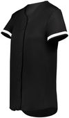 Augusta Ladies Cutter+ Full Button Softball Jersey 6919 BLACK/WHITE Pocket