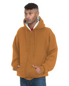 Bayside Adult Super Heavy Thermal-Lined Full-Zip Hooded Sweatshirt BA940 CRML BRWN/ CREAM Pocket