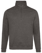 Just Hoods By Awdis Unisex Sophomore Quarter-Zip Fleece JHA046 CHARCOAL Pocket