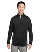 Harriton Men's Flash Snag Protection Plus Il Colorblock Quarter-Zip M786 BLACK/ DK CHRCL Pocket