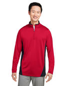 Harriton Men's Flash Snag Protection Plus Il Colorblock Quarter-Zip M786 RED/ BLACK Pocket