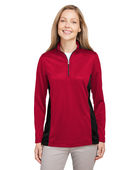 Harriton Ladies' Flash Snag Protection Plus Il Colorblock Quarter-Zip M786W RED/ BLACK Pocket