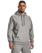 Under Armour Men's Rival Fleece Hoodie 1379757 025 - CASTLEROCK LIGHT HEATHER/WHITE Front