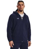 Under Armour Men's Rival Fleece Full-Zip Hoodie 1379767 410 - MIDNIGHT NAVY/WHITE Front