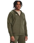 Under Armour Men's Rival Fleece Full-Zip Hoodie 1379767 390 - MARINE OD GREEN/WHITE Front