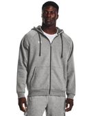Under Armour Men's Rival Fleece Full-Zip Hoodie 1379767 025 - CASTLEROCK LIGHT HEATHER/WHITE Front