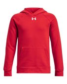 Under Armour Boys' Rival Fleece Hoodie 1379792 600 - RED/WHITE Front