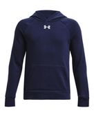 Under Armour Boys' Rival Fleece Hoodie 1379792 410 - MIDNIGHT NAVY/WHITE Front