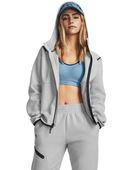 Under Armour Women's Unstoppable Fleece Full-Zip 1379842 011 - MOD GRAY/BLACK Front