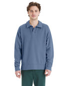 Comfortwash By Hanes Unisex Garment Dye Polo Collar Sweatshirt GDH490 SALTWATER Pocket