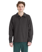 Comfortwash By Hanes Unisex Garment Dye Polo Collar Sweatshirt GDH490 NEW RAILROAD GRY Pocket