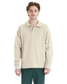Comfortwash By Hanes Unisex Garment Dye Polo Collar Sweatshirt GDH490 PARCHMENT Pocket