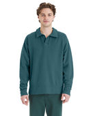 Comfortwash By Hanes Unisex Garment Dye Polo Collar Sweatshirt GDH490 CACTUS Pocket