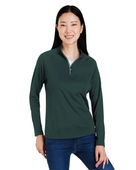 Core365 Ladies' Origin Performance Pique Quarter-Zip Jacket CE418W FOREST/ CARBON Pocket