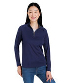Core365 Ladies' Origin Performance Pique Quarter-Zip Jacket CE418W CLASC NAVY/ CRBN Pocket