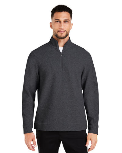 North End Men's Spirit Textured Quarter-Zip Jacket NE725 BLACK HEATHER Pocket