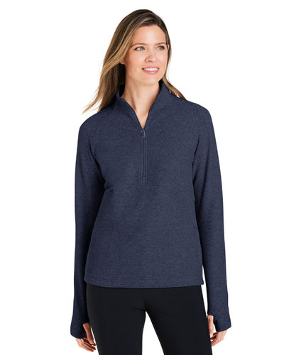 North End Ladies' Spirit Textured Quarter-Zip Jacket NE725W CLASSIC NAVY HTH Pocket