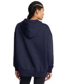 Under Armour Women's Essential Fleece Oversized Hoodie 1379495 410 - MIDNIGHT NAVY/WHITE Back