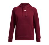 Under Armour Women's Rival Fleece Hoodie 1379500 625 - CARDINAL/WHITE Front