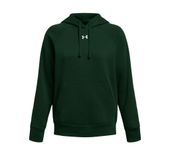 Under Armour Women's Rival Fleece Hoodie 1379500 301 - FOREST GREEN/WHITE Front