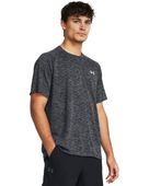 Under Armour Men's Tech Textured Short Sleeve Shirt 1382796 001 - BLACK/WHITE Front