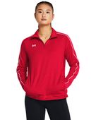 Under Armour Women's Command Warm Up 1/4 Zip Jacket 1383274 600 - RED/WHITE Pocket