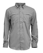 BAW Adult Long Sleeve Fishing Shirt With Button Down Collar 3300 CHARCOAL Pocket