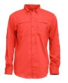 BAW Adult Long Sleeve Fishing Shirt With Button Down Collar 3300 CORAL Pocket