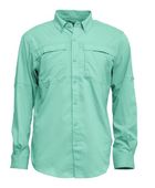 BAW Adult Long Sleeve Fishing Shirt With Button Down Collar 3300 SEA FOAM Pocket