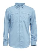 BAW Adult Long Sleeve Fishing Shirt With Button Down Collar 3300 ICE BLUE Pocket