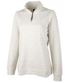 Charles River Apparel Women's Hudson Quarter Zip PulloverJacket 5411 IVORY HEATHER Pocket