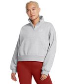 Under Armour Women's Icon Fleece Oversized 1/2 Zip Jacket 1386460 011 - MOD GRAY LIGHT HEATHER Pocket