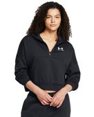 Under Armour Women's Icon Fleece Oversized 1/2 Zip Jacket 1386460 001 - BLACK Pocket