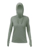 Anetik Women's Breeze Tech Hooded T-Shirt WSBRZH0 DARK OLIVE HEATHERED Front