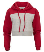 Boxercraft Women's Fleece Cropped Hoodie BW5404 BRCKRED/OXF HTR Front