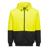 Portwest Hi-Vis Two-Tone Zip Hoodie UB327 YELLOW/BLACK Pocket