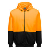 Portwest Hi-Vis Two-Tone Zip Hoodie UB327 ORANGE/BLACK Pocket